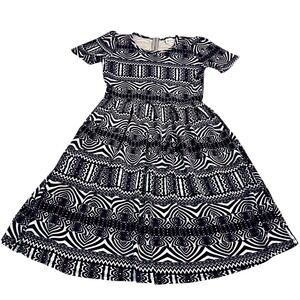LuLaRoe Nicole Dress Large Purple Geometric‎ Print Pockets Zip Back
